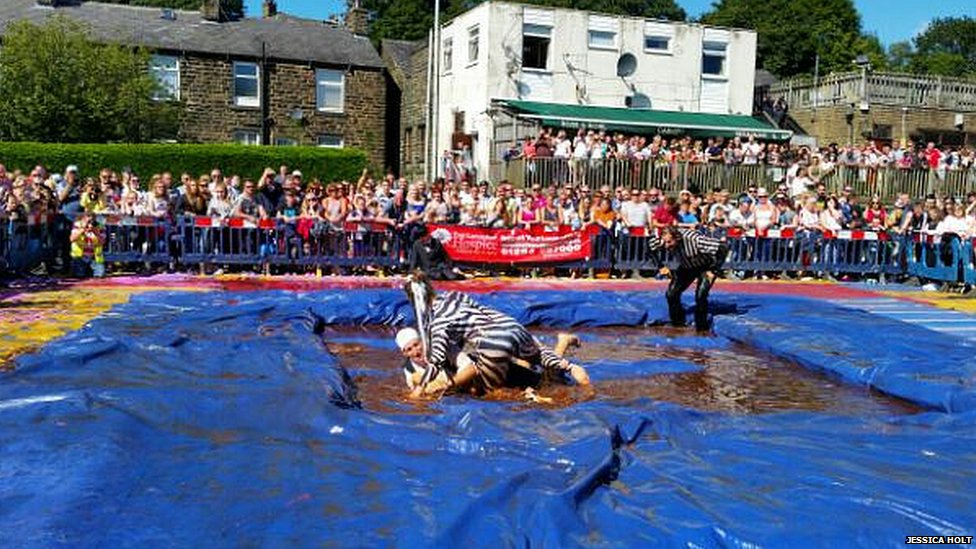 World Gravy Wrestling Championship held in Lancashire BBC News
