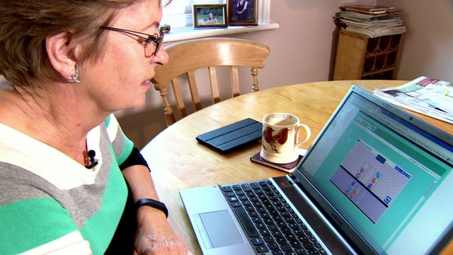 Woman playing online brain-training games