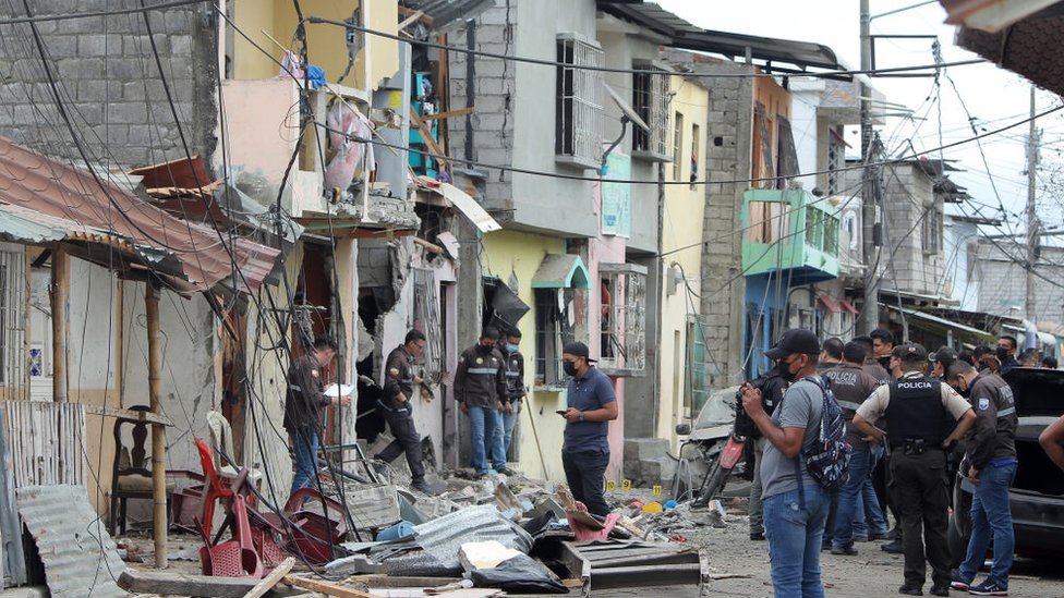 El sitio de la explosión en Cristo del Consuelo, Guayaquil