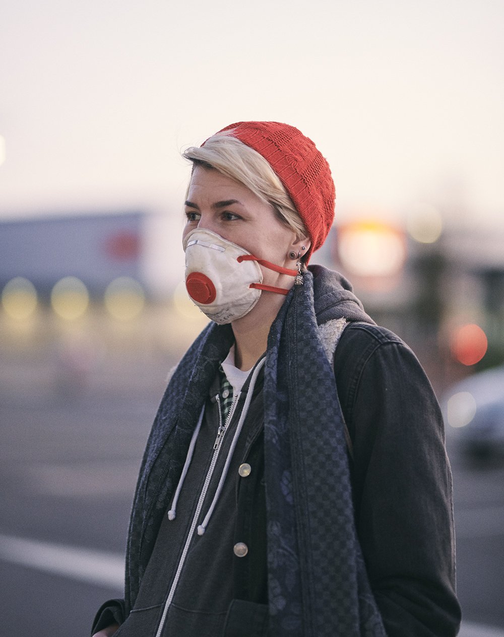 Woman wearing a mask