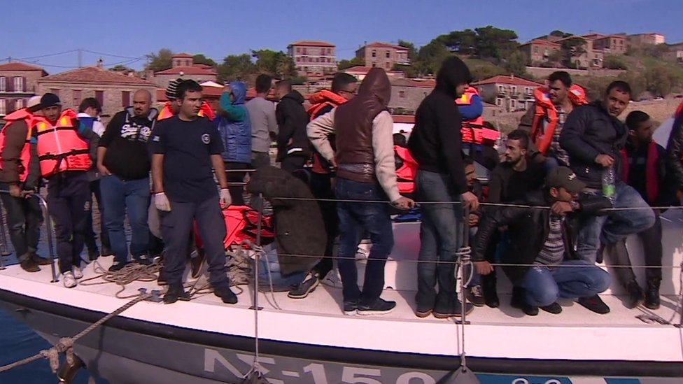Migrants rescued off the coast of Lesbos