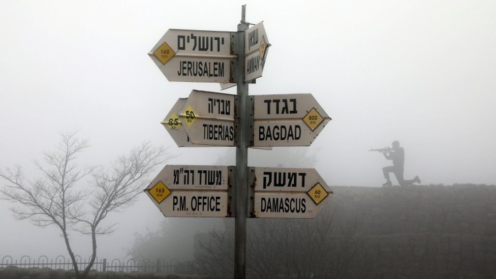 Poste israelí en los Altos del Golán.