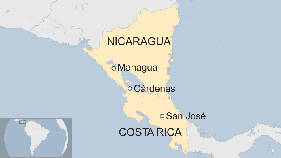 Карта Никарагуа и Коста-Рики