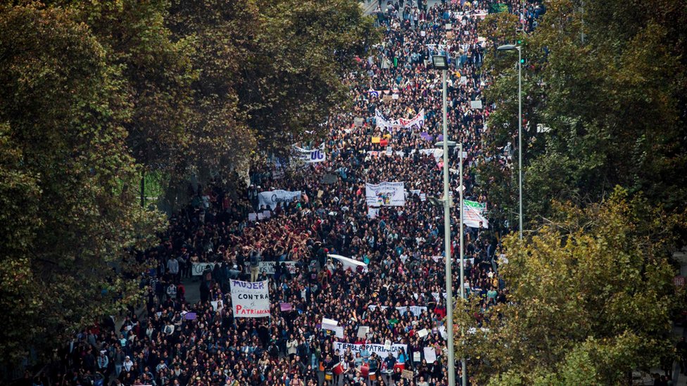 Manifestantes en Santiago de Chile