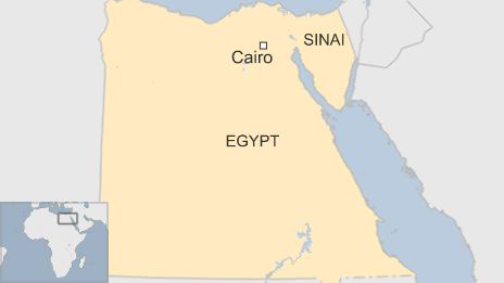 карта Египта с изображением Каира и Синайского полуострова