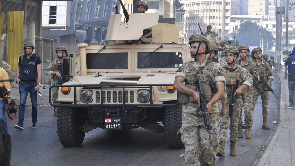 Security forces are dispatched in Beirut, Lebanon on October 14, 2021