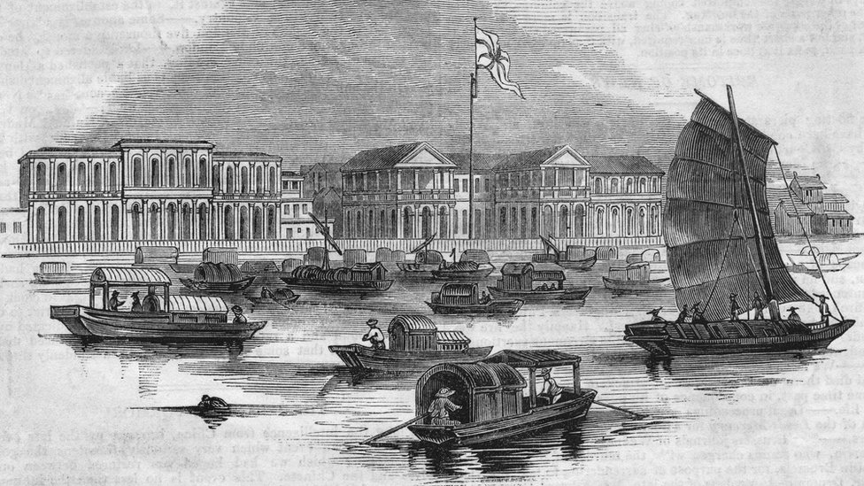The British factory in the Thirteen Factories area of Guangzhou in 1840
