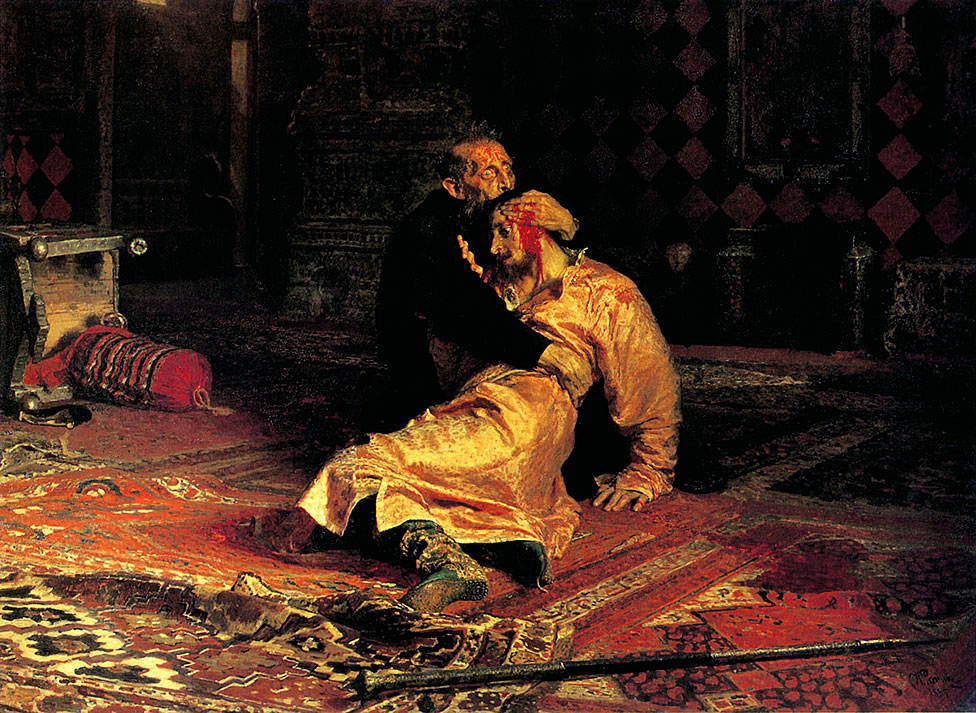 Pintura de Ilya Repin, "Iván el Terrible matando a su hijo" por Ilya Repin