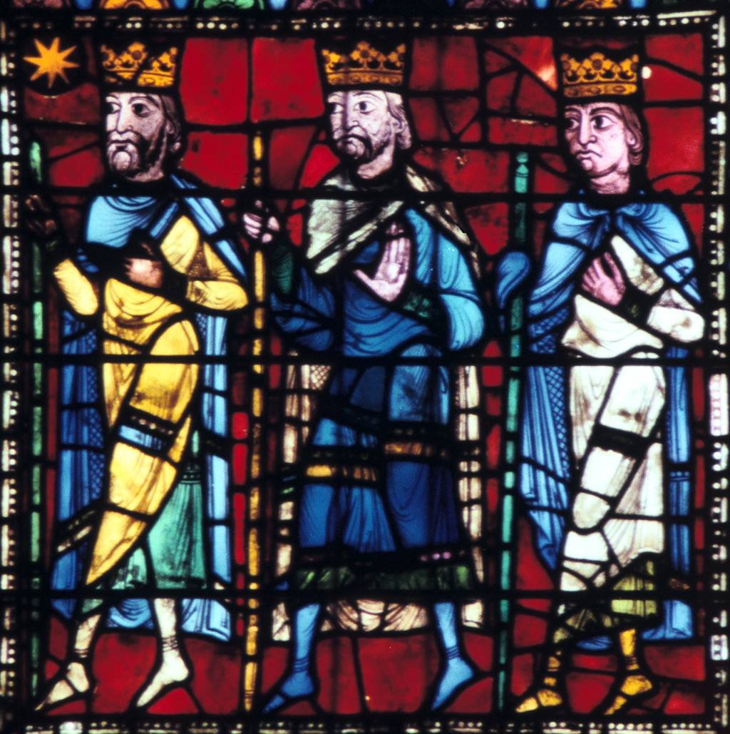 La adoración de los magos, la catedral de Chartres, Francia, 1145-1155.