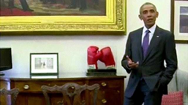 muhammad ali boxing gloves obama
