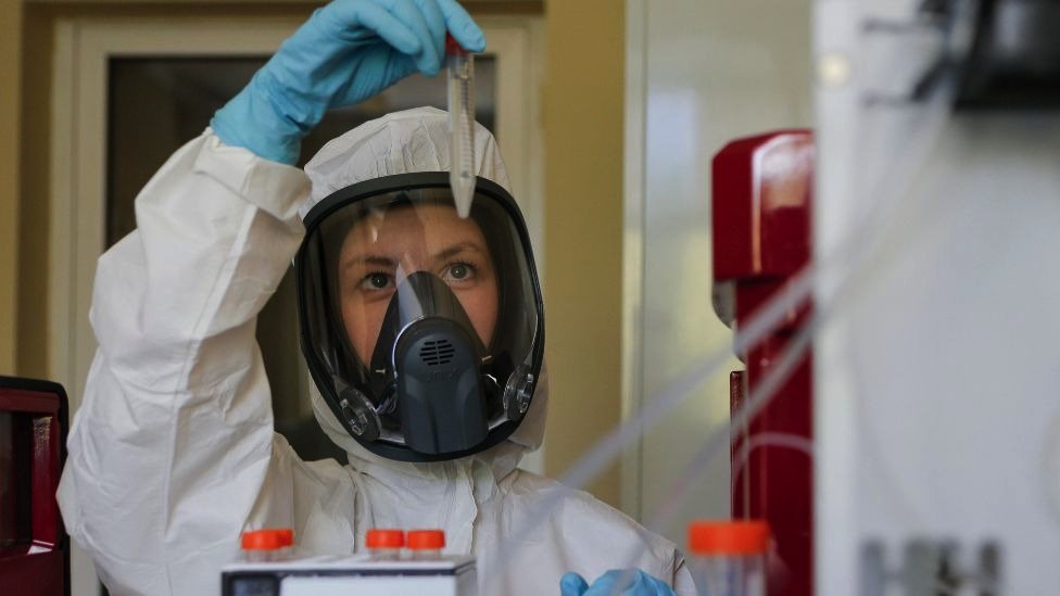 A scientist works on a vaccine against Covid-19 at the Nikolai Gamaleya National Centre of Epidemiology and Microbiology in Moscow, Russia, August 2020 (Hand-out photo)