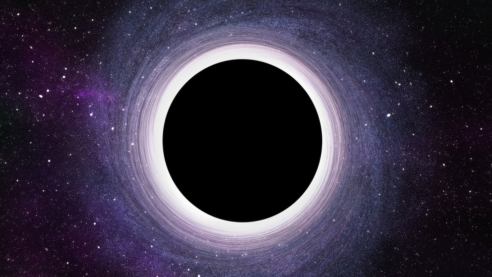 Ilustración de un agujero negro.