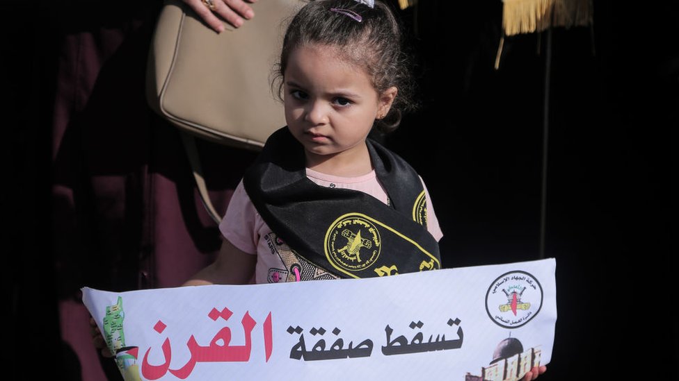 طفلة فلسطينية في غزة ضد صفقة القرن