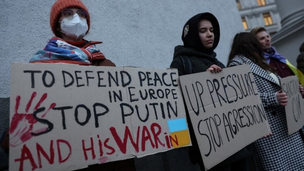 Una protesta en Kiev