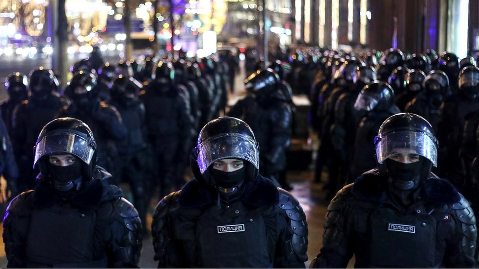 policía antimotines en Moscú
