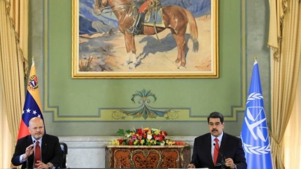 Khan y Maduro en el Palacio de Miraflores en Caracas.