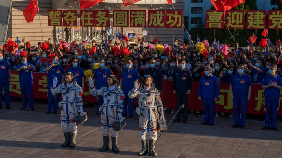 A ceremony in China ahead of a manned space flight in 2021