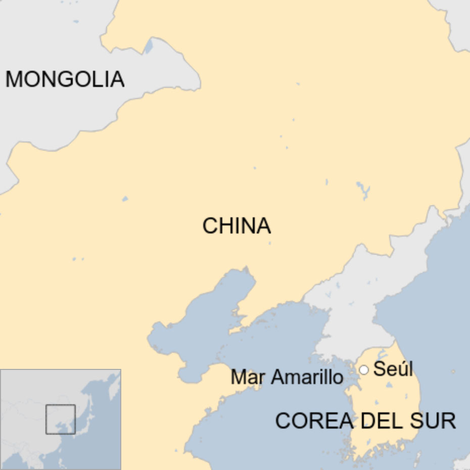 Mapa de China y Corea del Sur