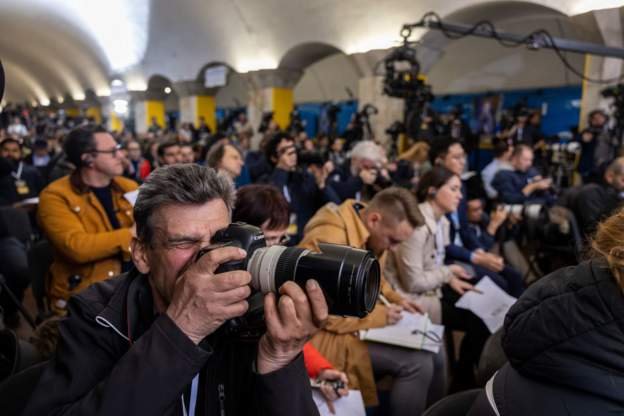 媒體報道烏克蘭總統澤連斯基在基輔舉行的新聞發佈會