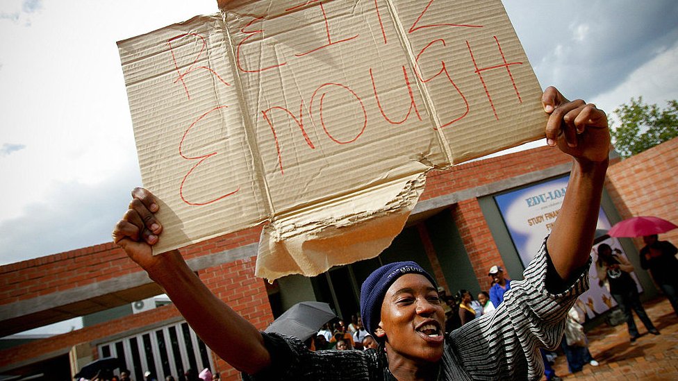 Protesta contra el racismo en 2008 en Bloemfontein.