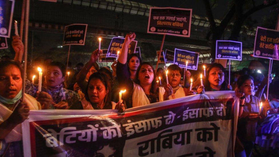 Una protesta de mujeres indias
