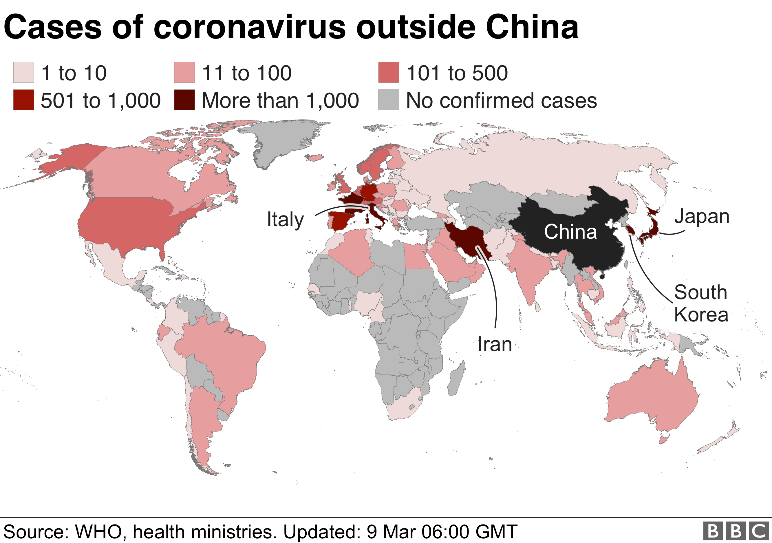 Случаи коронавируса за пределами Китая