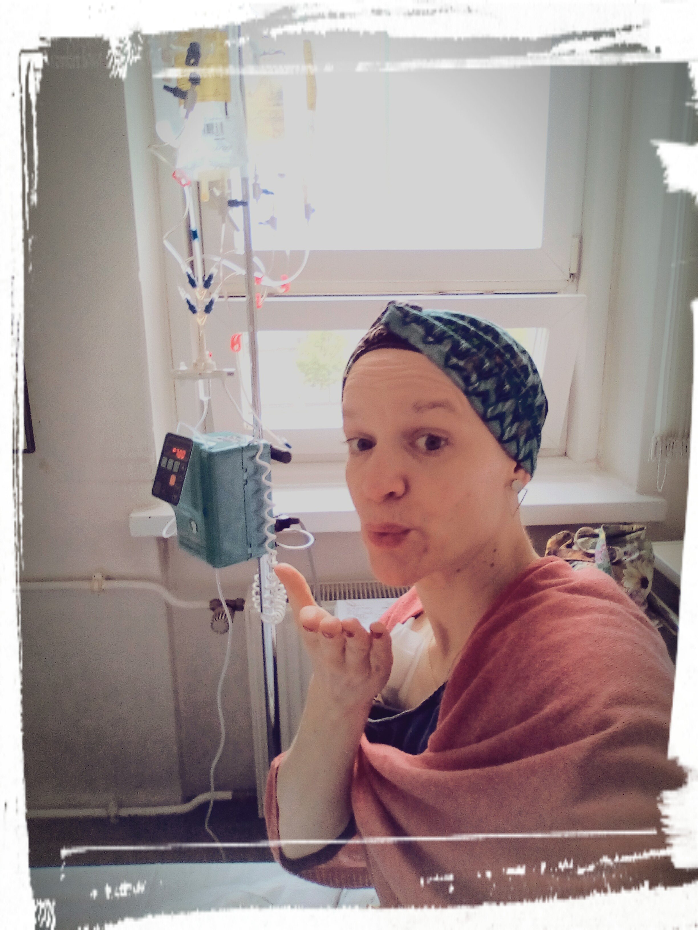 Kristina durante el tratamiento de quimio
