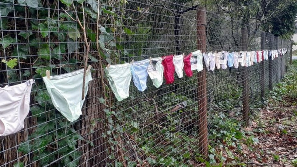 Underwear line the fence of South Africa's Archbishop Thabo Makgoba's residence