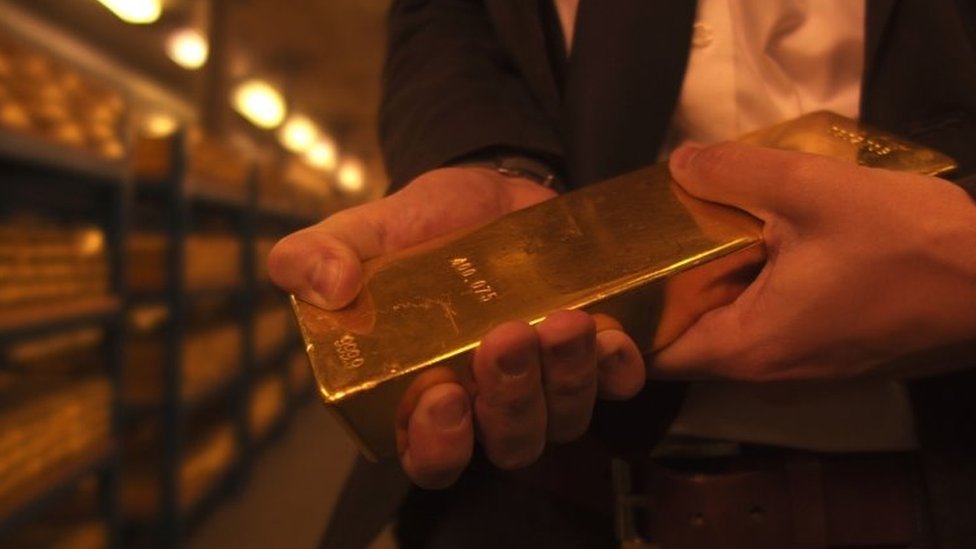 Lingote de oro en las bóvedas del Banco de Inglaterra
