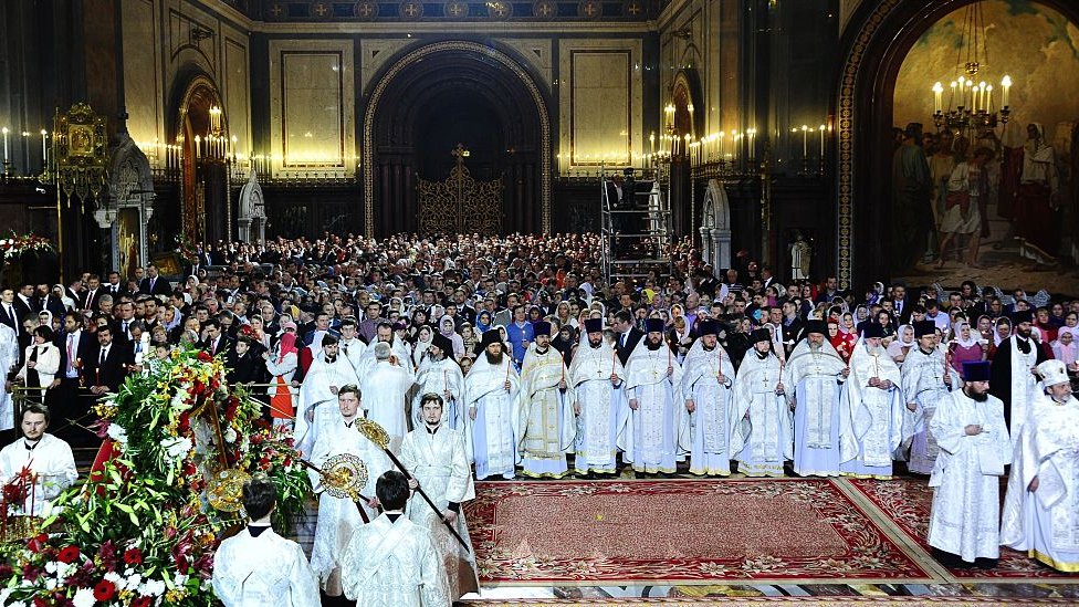 Miembros y fieles de la Iglesia ortodoxa rusa.