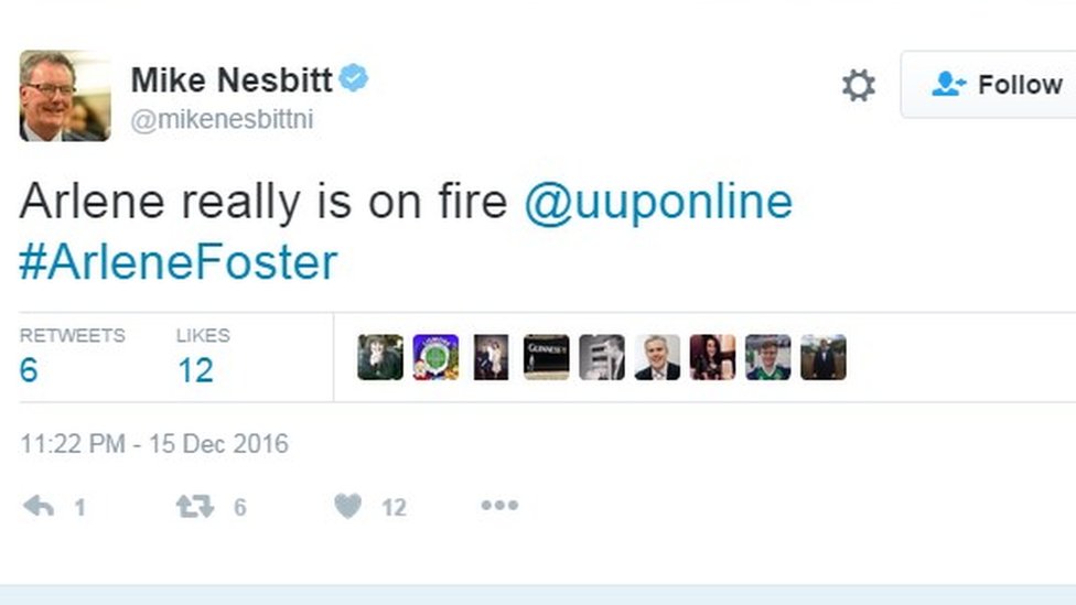 Майк Несбитт пишет в Твиттере: «Арлин действительно горит»