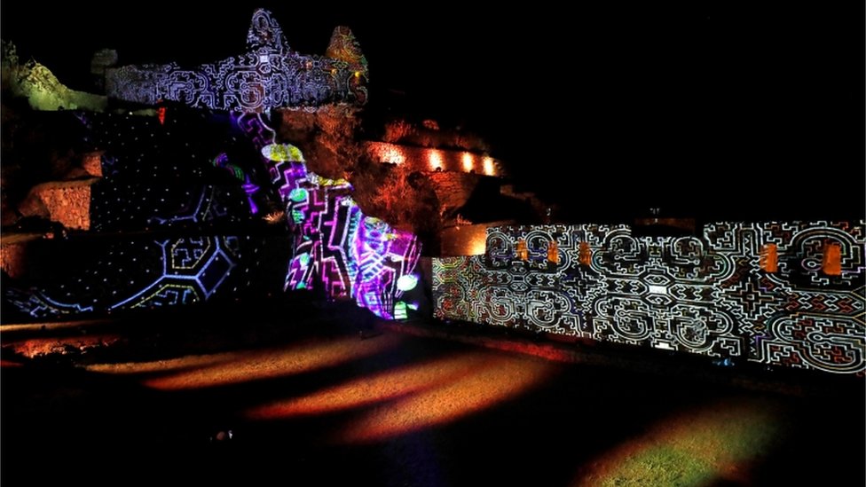 A special light show as part of Machu Picchu's reopening ceremony