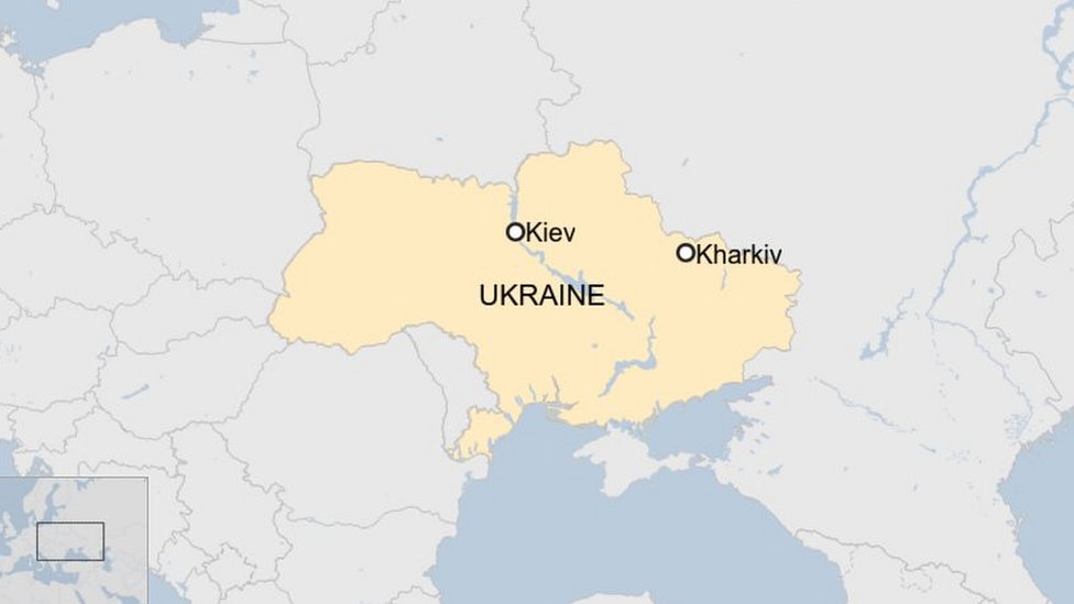Map of Ukraine showing Kharkiv