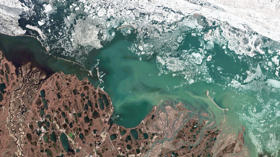 Imagen satelital de North Slope en Alaska.