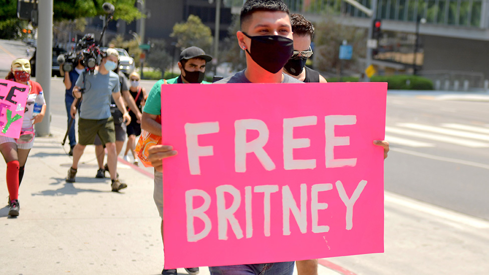 Supporters of Britney Spears outside the courthouse in Los Angeles