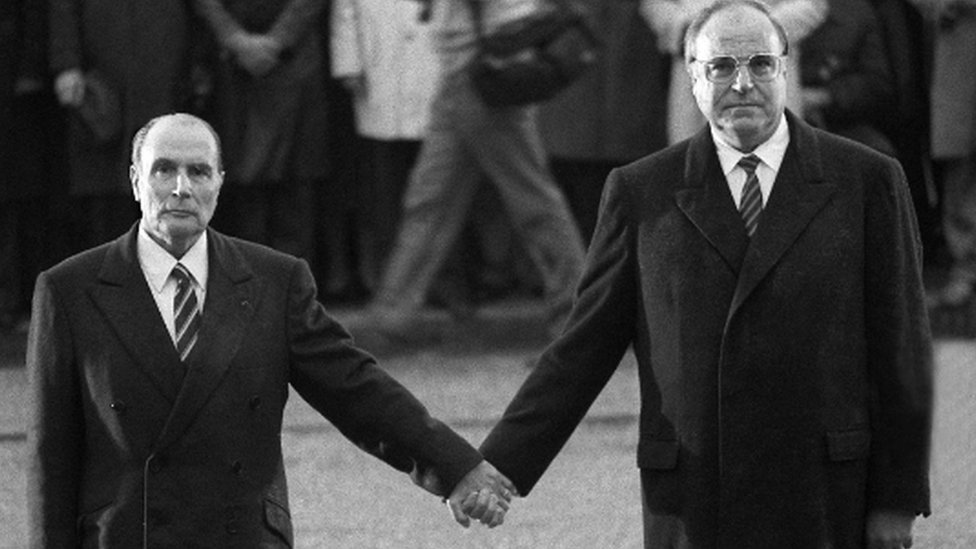 Francois Mitterrand and Helmut Kohl at Verdun