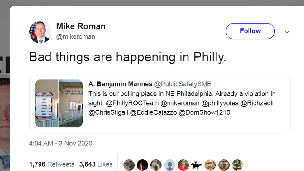 Screen grab of Mike Roman tweet