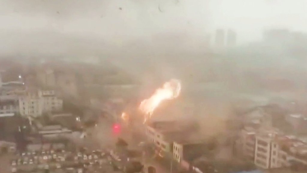 Chinese tornado rips through buildings and power cables