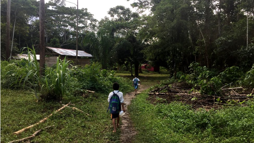 Niños en la escuela de Shipetiari
