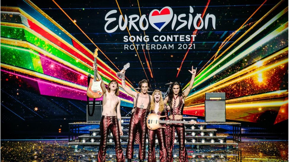 Picture of Maneskin winning the Eurovision Song Contest