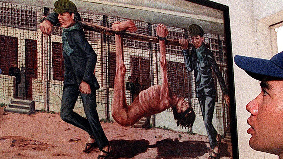 Pintura de dos soldados llevando a un muerto como si fuera un animal