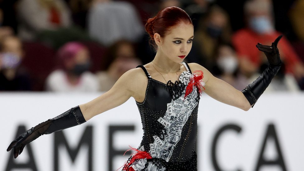 Alexandra Trusova of Russia skates in the Women's Free Skate during the ISU Grand Prix of Figure Skating - Skate America at Orleans Arena on October 24, 2021 in Las Vegas, Nevada.