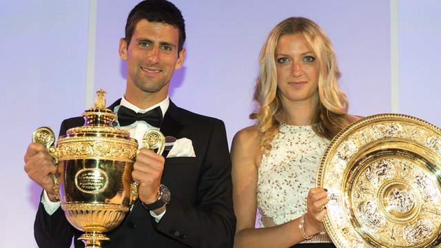 Wimbledon 2014 winners Novak Djokovic and Petra Kvitova
