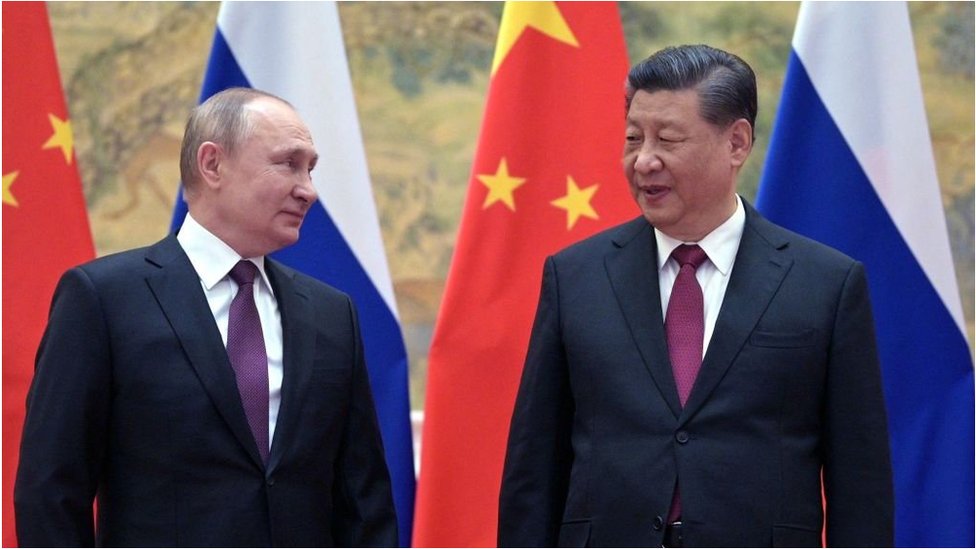 Putin e Xi em Pequim em 2022