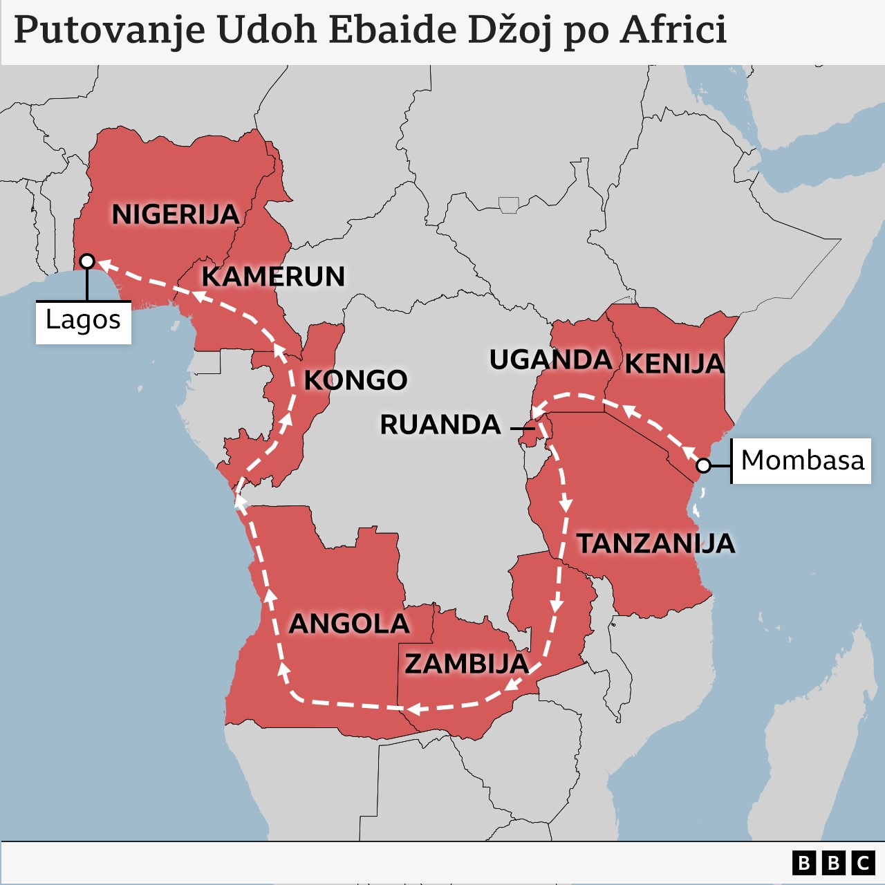 mapa putovanja Udoh Ebaide Džoj