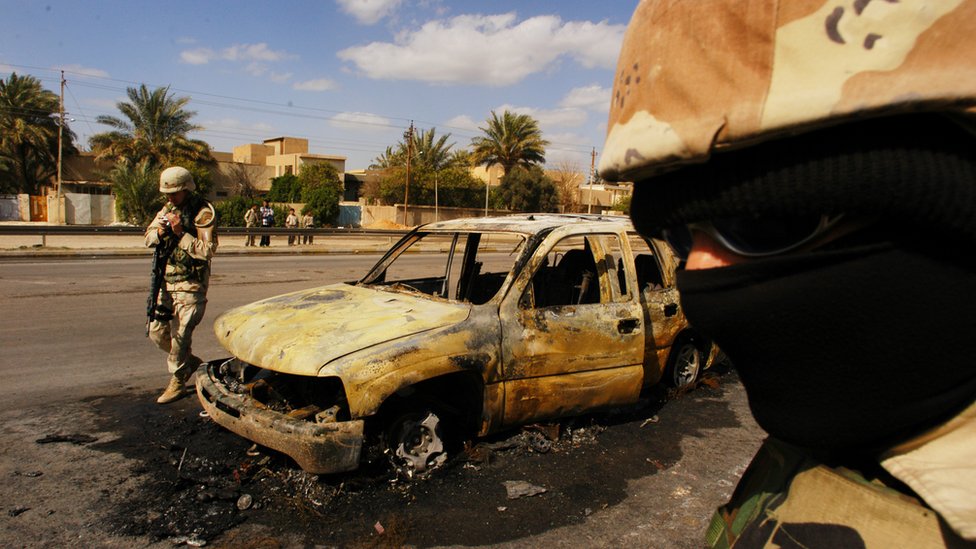 Car bombed in Baghdad in February 2004