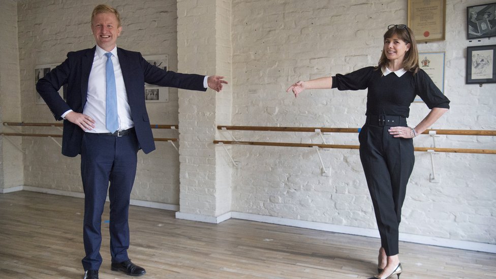 Culture Secretary Oliver Dowden and Dame Darcey Bussell at the Royal Academy of Dance in London