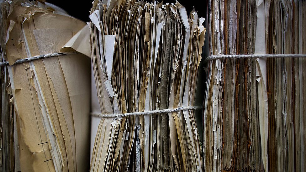 Полки в архивах бывшей тайной полиции Восточной Германии, известной как Штази, 17 сентября 2014 г. в Берлине, Германия