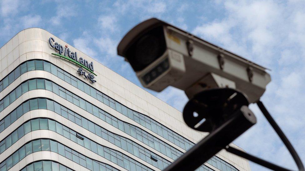 A security camera stands in front of the Capvision Partners headquarters building, in Shanghai, China, 10 May 2023. On 09 May, Chinese State Security services raided Shanghai headquartered international consultancy Capvision Partners