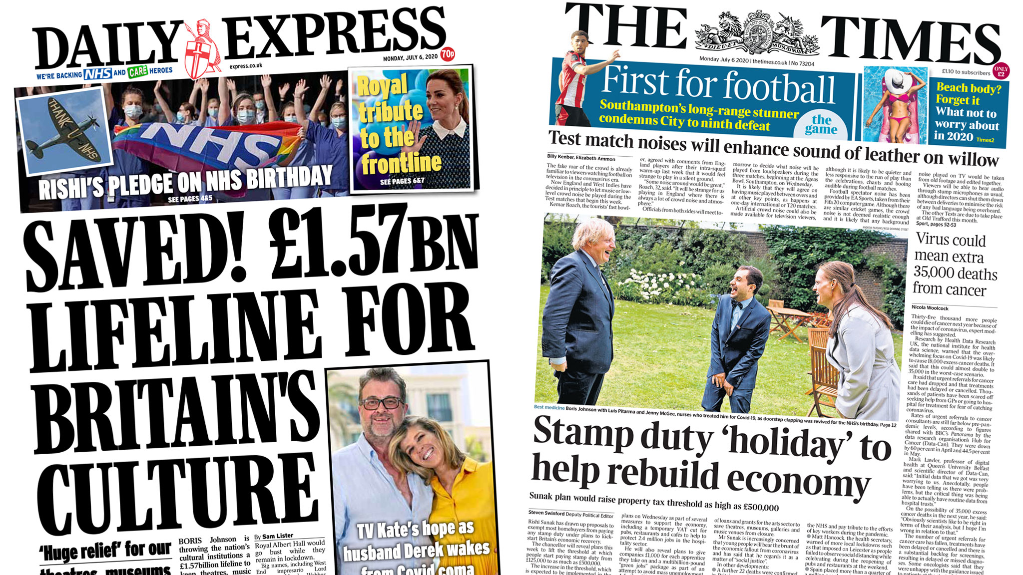 Newspaper headlines: Lifeline for UK culture and stamp duty 'holiday' - BBC  News